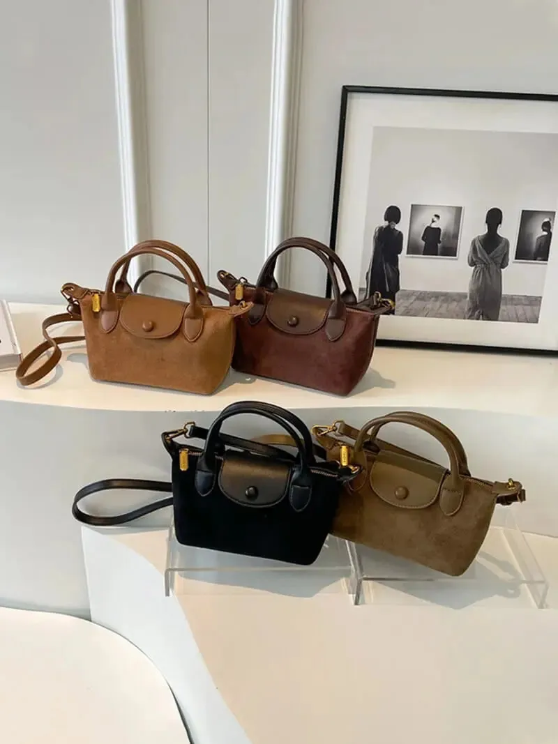 Mini Suede and Faux Leather Handbag – Sophisticated and Versatile