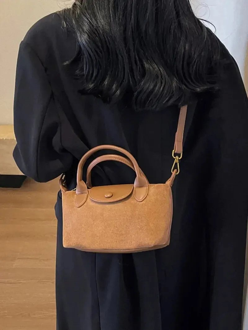 Mini Suede and Faux Leather Handbag – Sophisticated and Versatile