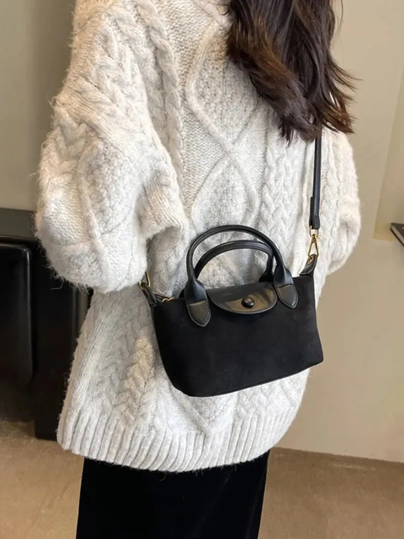 Mini Suede and Faux Leather Handbag – Sophisticated and Versatile