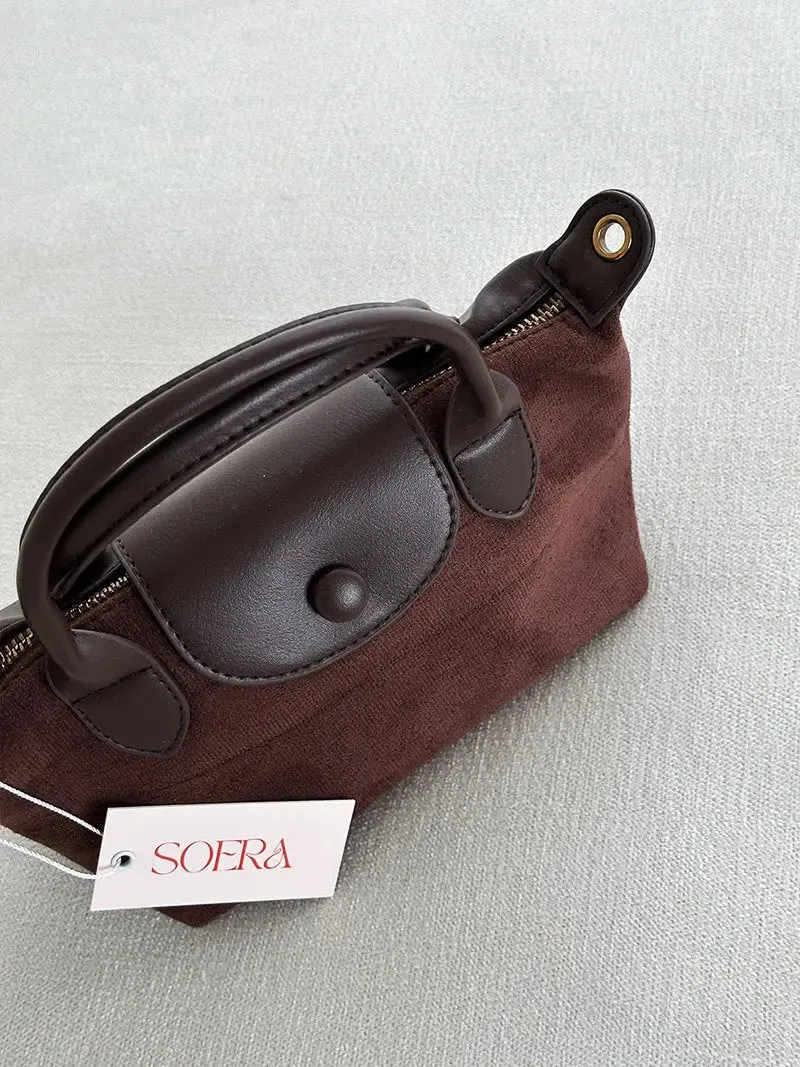 Mini Suede and Faux Leather Handbag – Sophisticated and Versatile