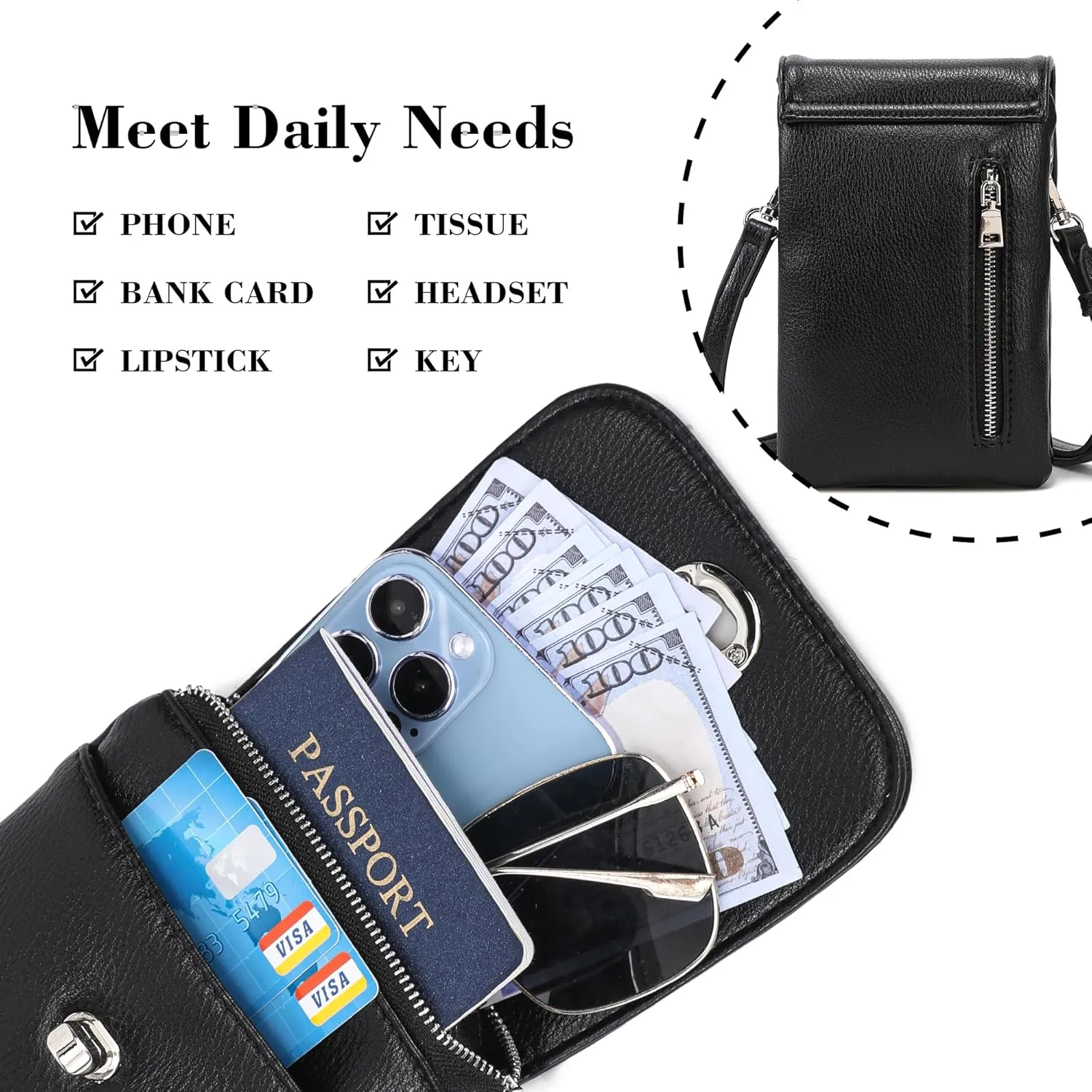 MINICAT Roomy Pockets Small Crossbody Bags Cell Phone Wallet Purses for Women