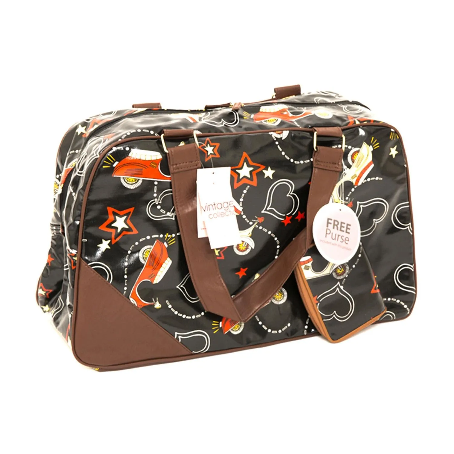 Miss K Vintage Collection Holdall Bag with Free Purse, Black