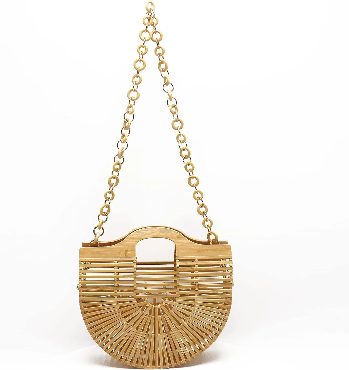 Miuco Bamboo Tote Bags Top Handle Handmade Handbags Beach Purses With Chain