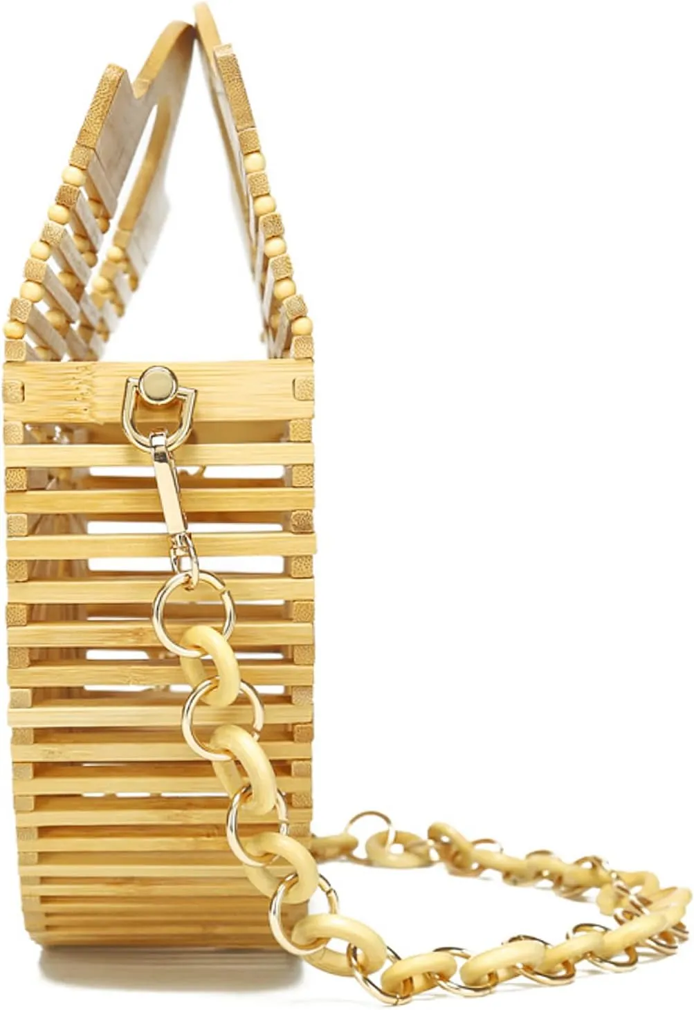 Miuco Bamboo Tote Bags Top Handle Handmade Handbags Beach Purses With Chain