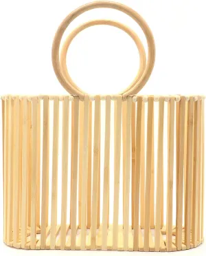 Miuco Women Top Handle Handbags Bamboo Purses Tote