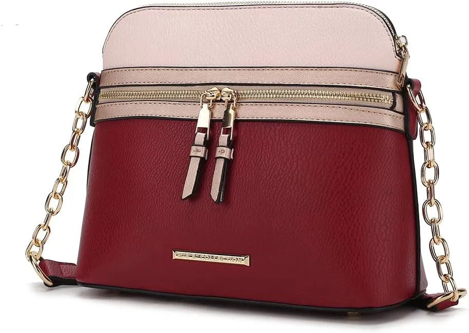 MKF Collection Crossbody Bag for Women, Vegan Leather Multi Pocket Messenger Purse, Shoulder Bag By Mia K