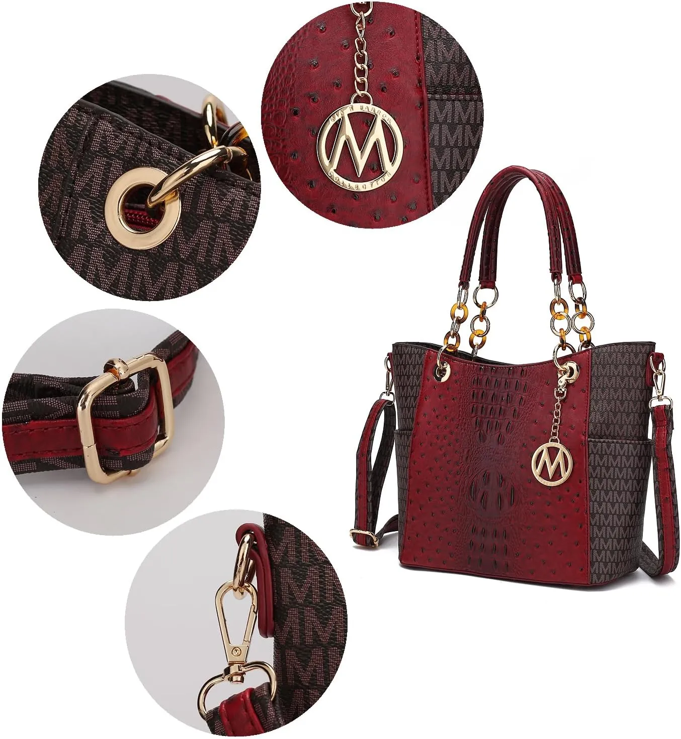 MKF Collection Shoulder Bag for Women, PU Leather Pocketbook Top-Handle Crossbody Purse Tote Satchel Handbag