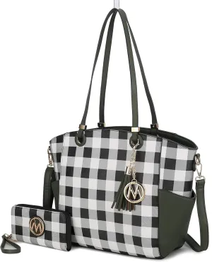 MKF Collection Shoulder Bag for Women, Vegan Leather Top-Handle Crossbody Purse Tote Satchel Handbag