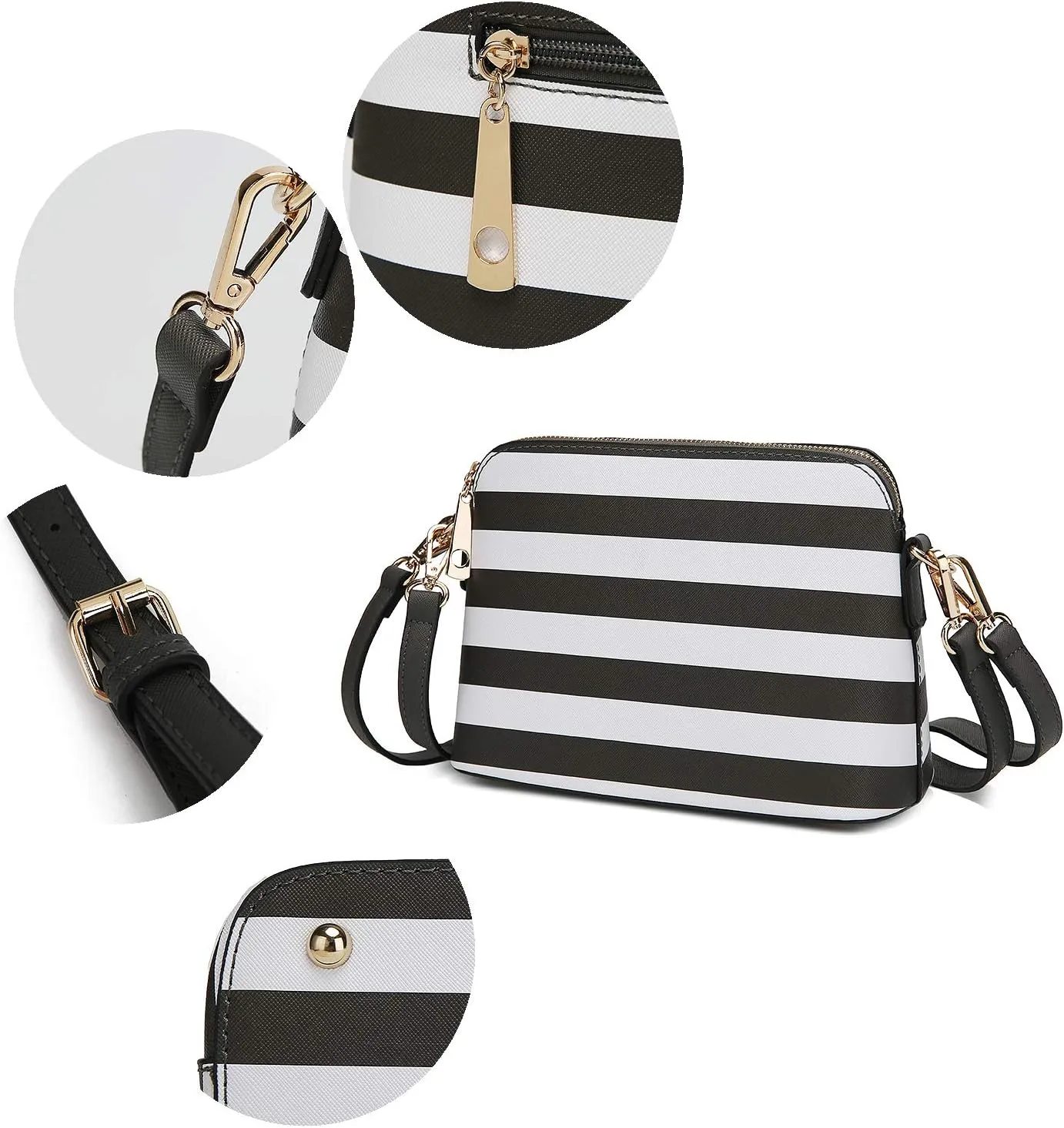 MKF Crossbody Bag for Women – PU Leather Pocketbook Handbag – Designer Side Messenger Purse, Shoulder Crossover