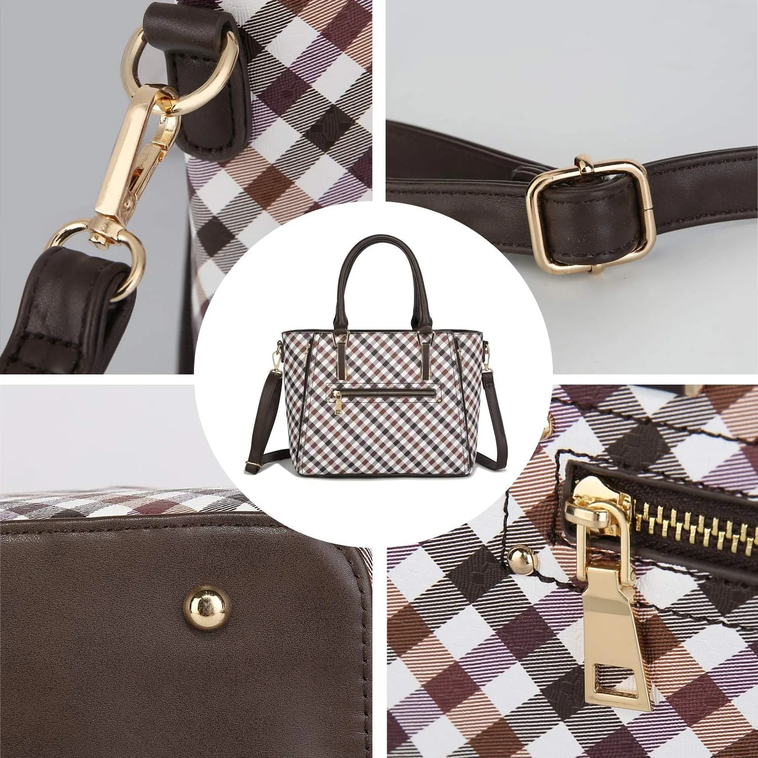 MKF Crossbody Shoulder Bag for Women – PU Leather Top Handle Pocketbook – Roomy Tote Satchel Handbag Purse M Charm