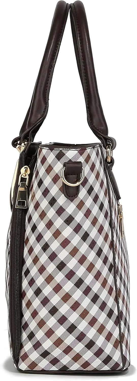 MKF Crossbody Shoulder Bag for Women – PU Leather Top Handle Pocketbook – Roomy Tote Satchel Handbag Purse M Charm