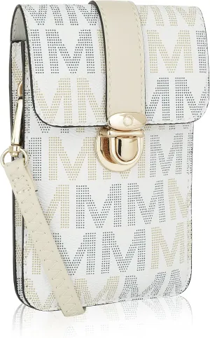 MKF Small Crossbody Cell Phone Purse Wallet for Women – PU Leather Cellphone Bag – Case with Shoulder Strap Lulu White