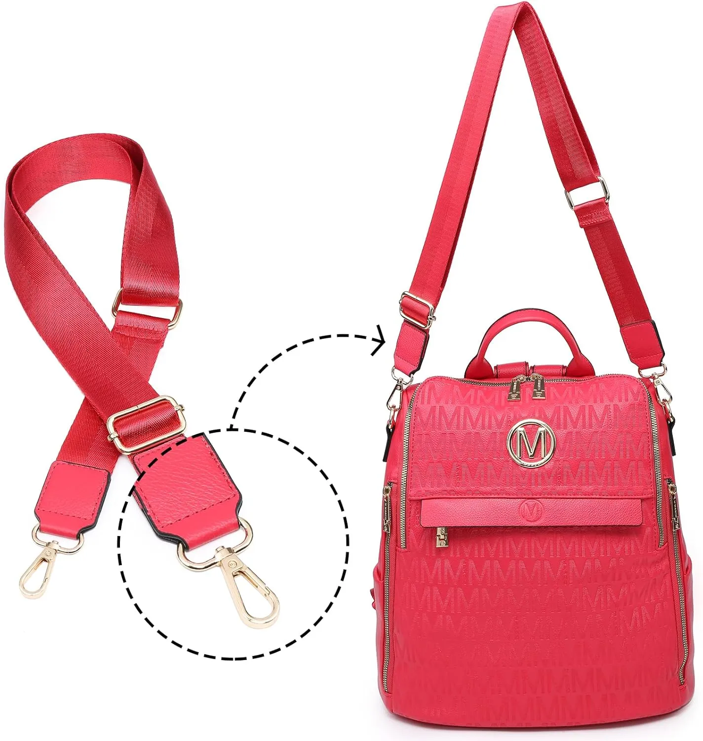 MKP COLLECTION Women Fashion Backpack Purse Multi Pockets Anti-Theft Rucksack Travel Shoulder Bag Handbag Set 2pcs