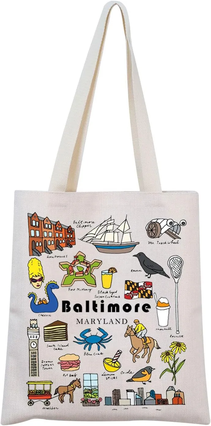 MNIGIU Baltimore Tote Bag Maryland State Gifts Baltimore Travel Gift Baltimore Souvenir Gift