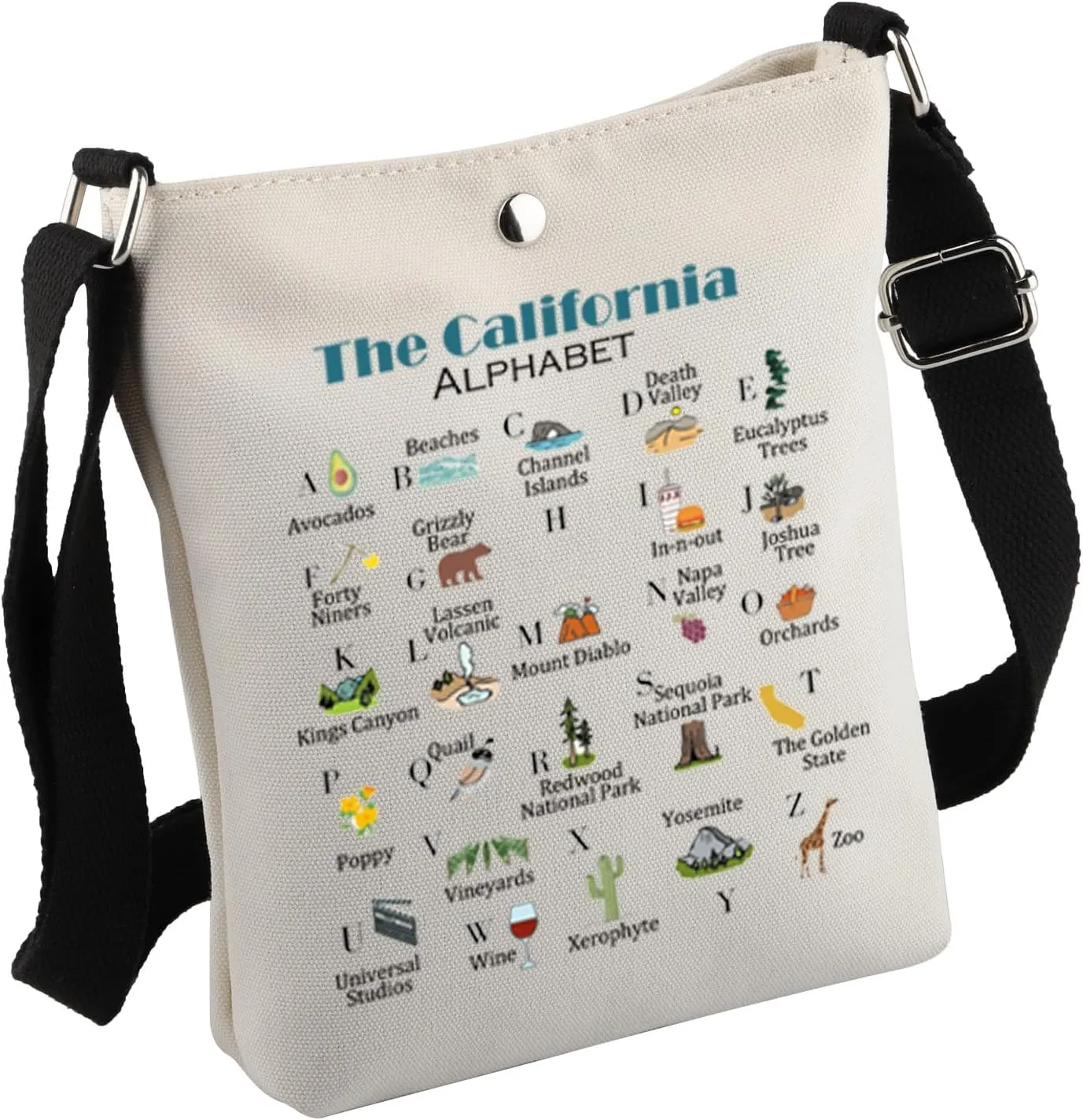 MNIGIU California Canvas Tote Bag - Eco-Friendly Reusable Welcome Bag