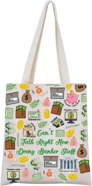 MNIGIU Funny Banker Gift Banker Tote Bag Bank Teller Gift Banker Retirement Gift Bank Officer Gift Bank Work Gift