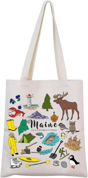MNIGIU Maine Tote Bag Maine State Gifts Maine Travel Gift Maine Souvenir Gift