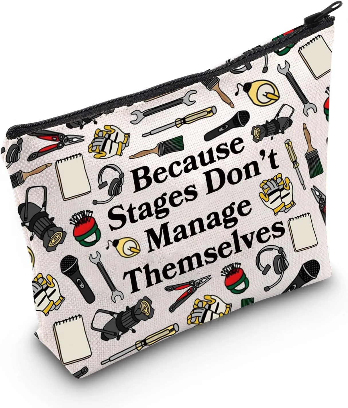 MNIGIU Stage Crew Cosmetic Bag Because Stages Don't Manage Themselves Makeup Bag Miracle Worker Gift Backstage Staff Merch