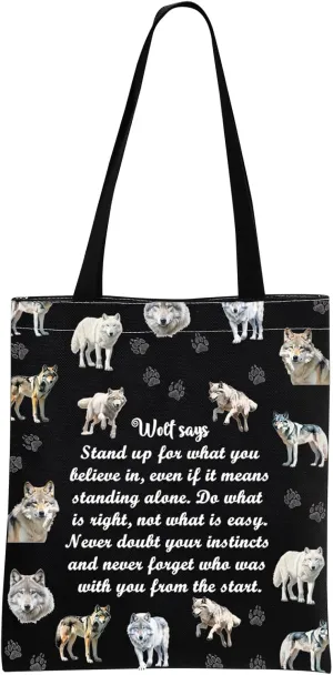 MNIGIU Wolf Tote Bag Wolf Lover Gift Wolf Themed Gift Wolf Reusable Bag for Women