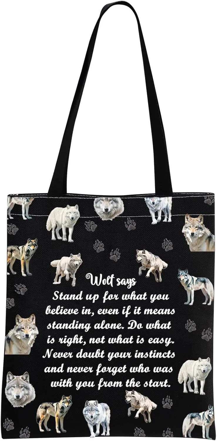 MNIGIU Wolf Tote Bag Wolf Lover Gift Wolf Themed Gift Wolf Reusable Bag for Women