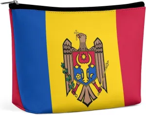 Moldova Flag Portable Makeup Bag Travel-Friendly Cosmetic Organizer for Women and Girls