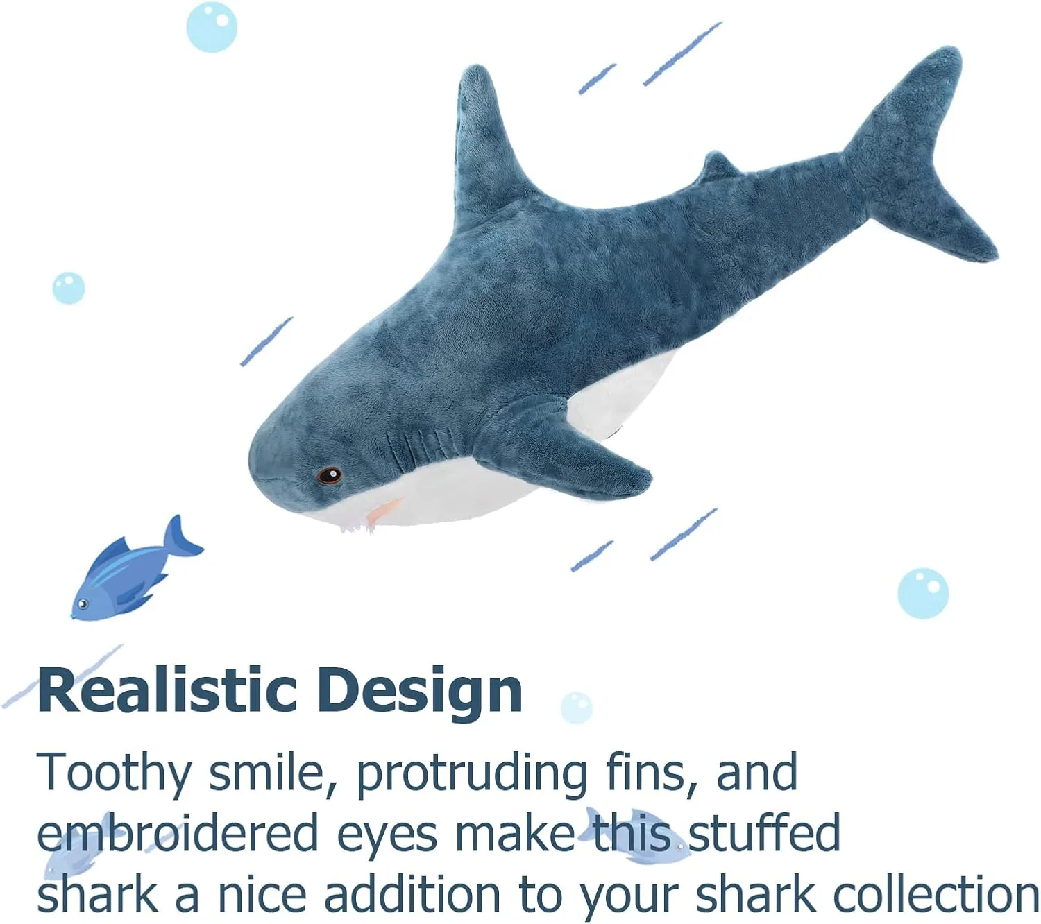 MorisMos Giant Stuffed Animal Shark Plush 32in, Shark Stuffed Animal Large, Soft Shark Pillow Stuffed Toy for Kids