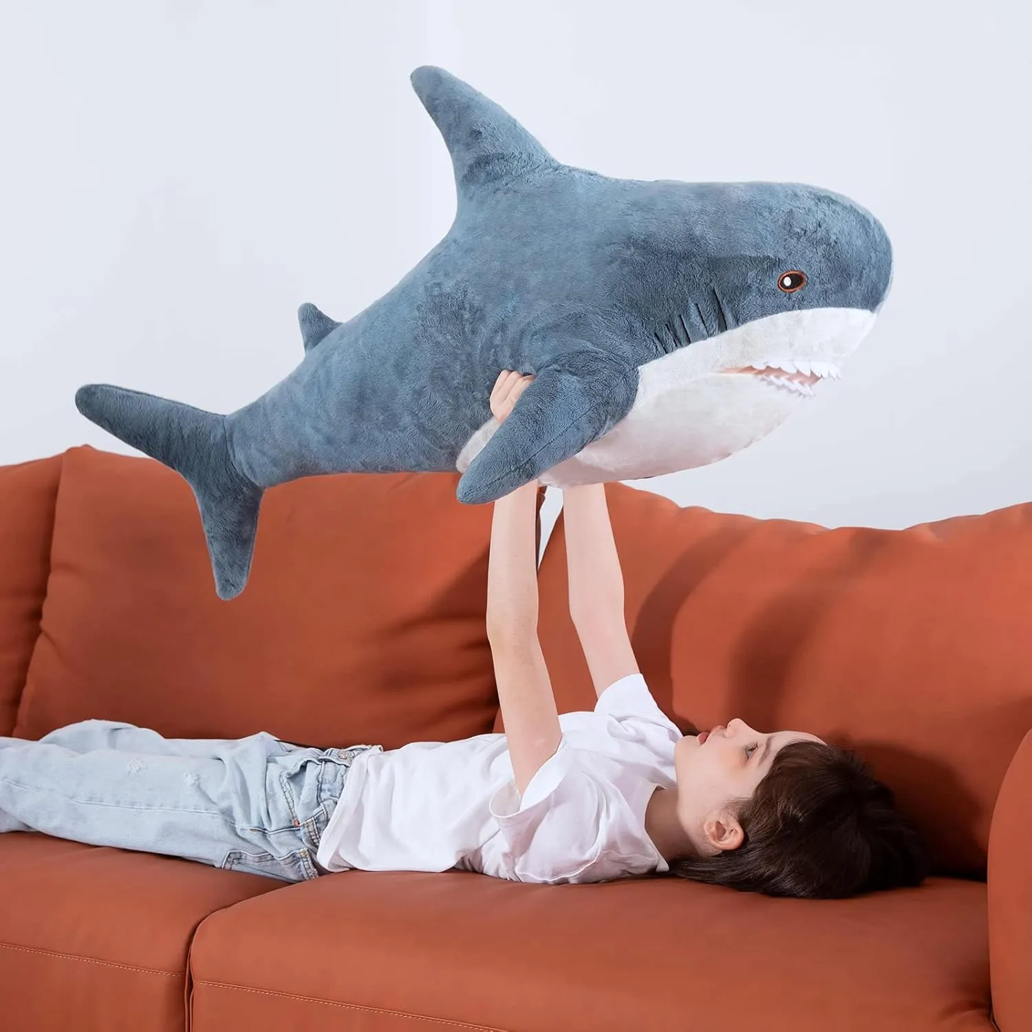 MorisMos Giant Stuffed Animal Shark Plush 32in, Shark Stuffed Animal Large, Soft Shark Pillow Stuffed Toy for Kids