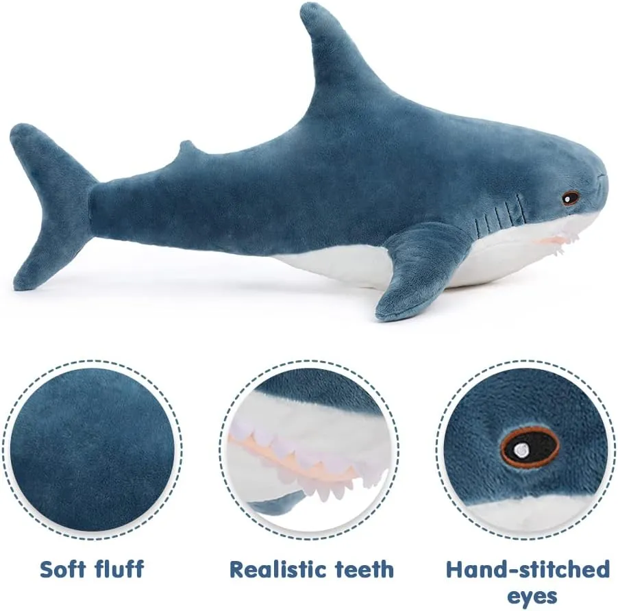 MorisMos Giant Stuffed Animal Shark Plush 32in, Shark Stuffed Animal Large, Soft Shark Pillow Stuffed Toy for Kids