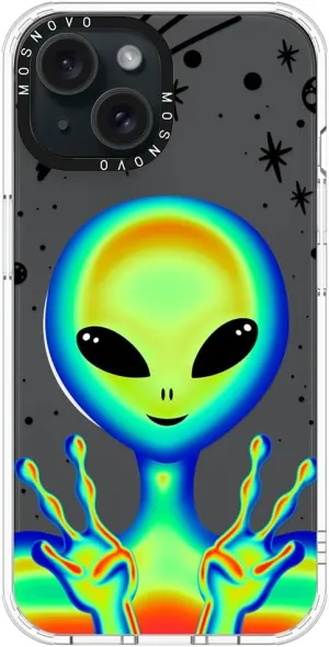 MOSNOVO Case for iPhone 15 Plus/iPhone 14 Plus, [Compatible with Magsafe] [Buffertech 6.6ft Military-Grade Drop Protection] [Anti Peel Off Tech] Clear Phone Case Design - Alien Piece