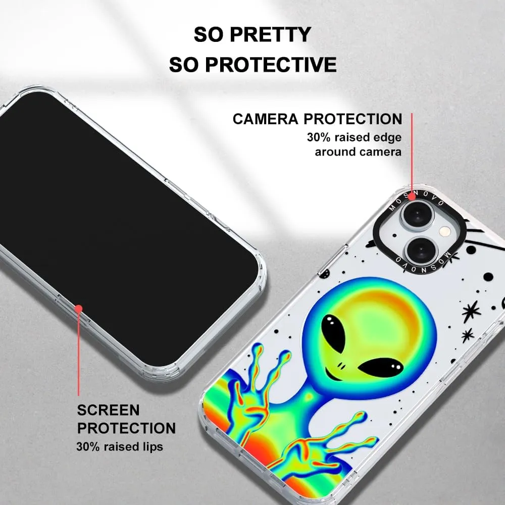 MOSNOVO Case for iPhone 15 Plus/iPhone 14 Plus, [Compatible with Magsafe] [Buffertech 6.6ft Military-Grade Drop Protection] [Anti Peel Off Tech] Clear Phone Case Design - Alien Piece