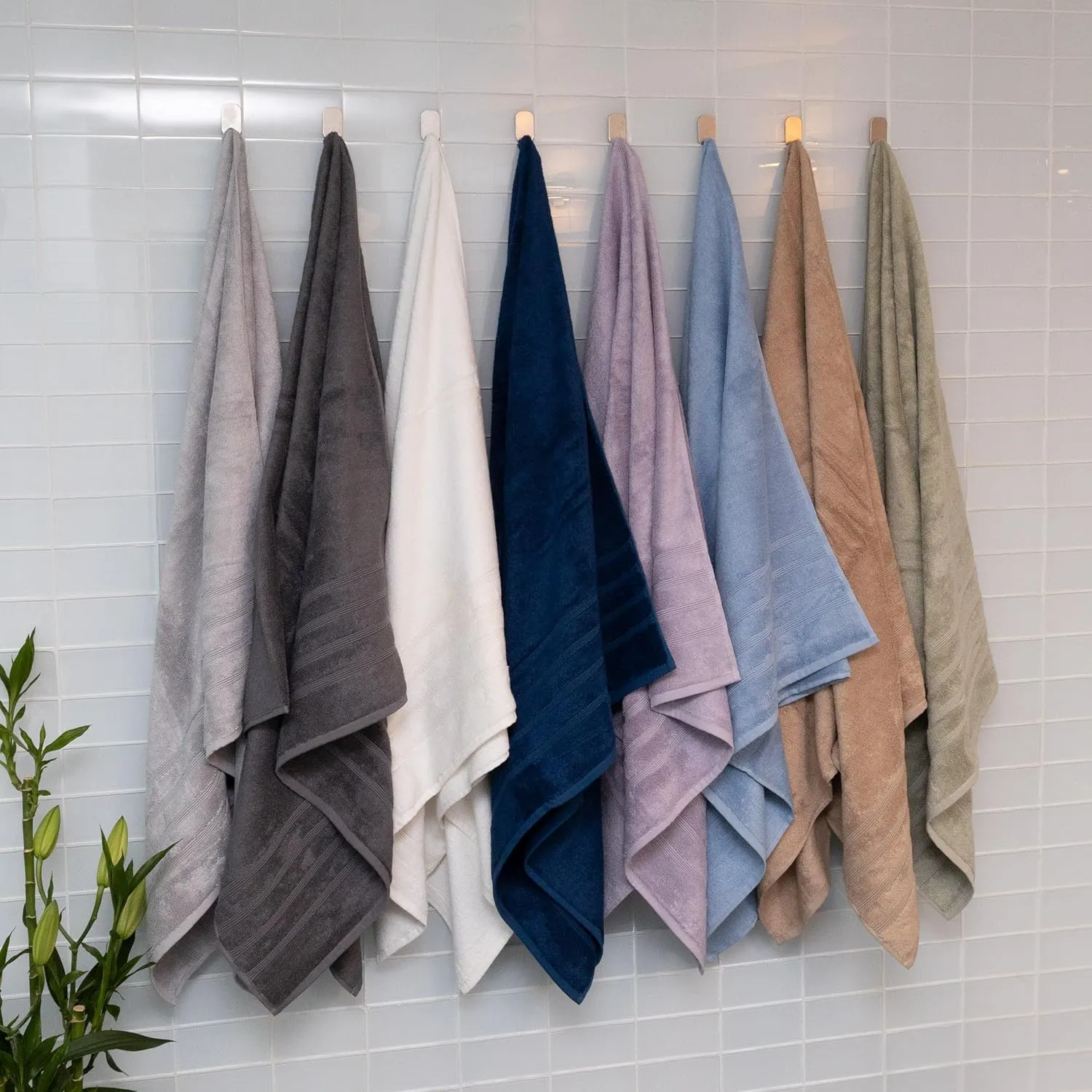 Mosobam Luxury Turkish 8pc XL Towel Set 35X70 16X30 13X13 Charcoal Gray (Dark Grey) 700 GSM Bamboo Viscose & Aegean Turkish Combed Cotton