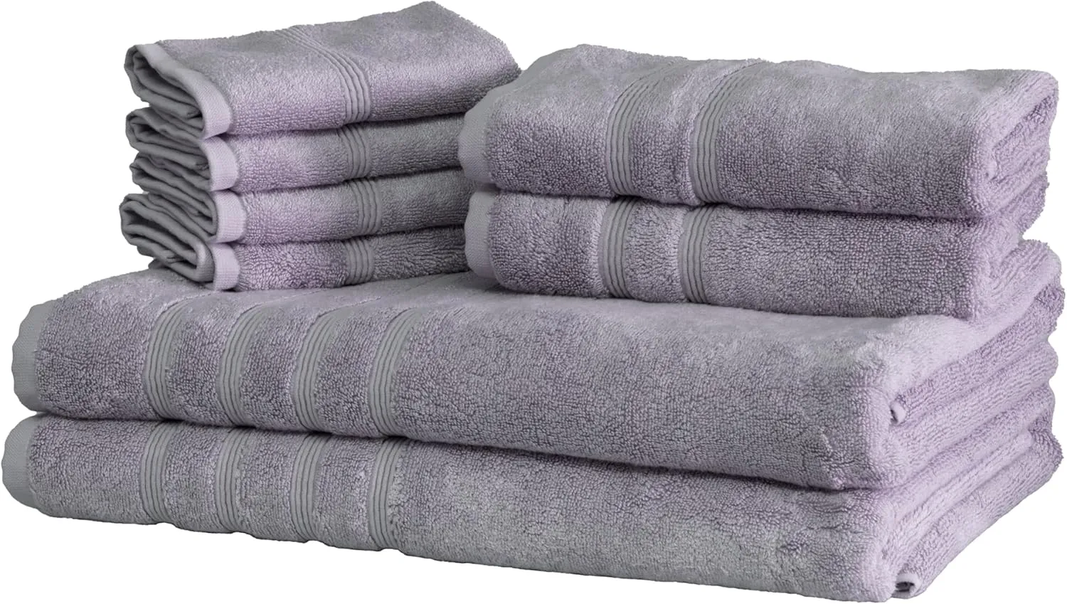 Mosobam Luxury Turkish 8pc XL Towel Set 35X70 16X30 13X13 Lavender Aura 700 GSM Bamboo Viscose & Aegean Turkish Combed Cotton