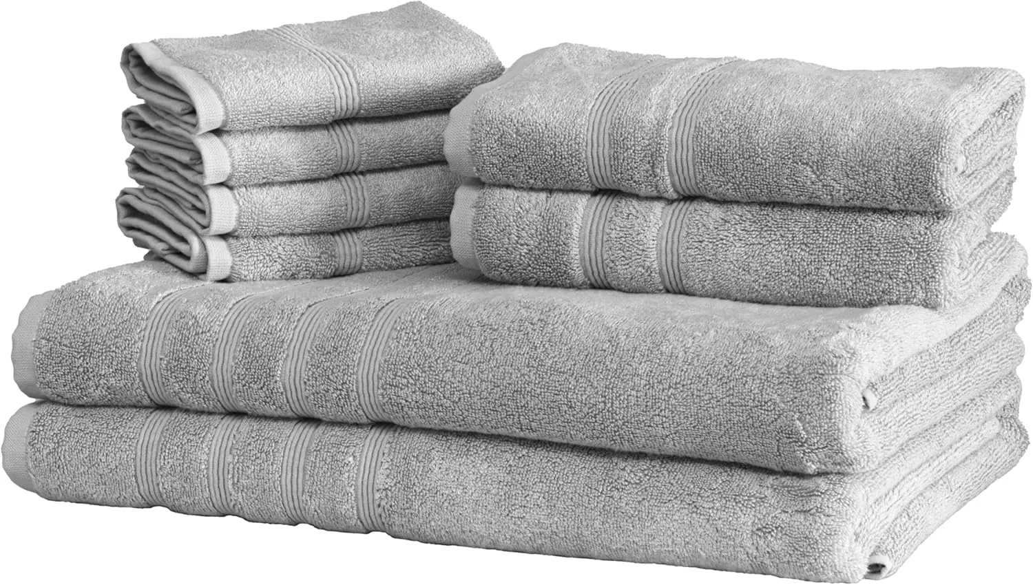 Mosobam Luxury Turkish 8pc XL Towel Set 35X70 16X30 13X13 Light Grey (Gray) 700 GSM Bamboo Viscose & Aegean Turkish Combed Cotton