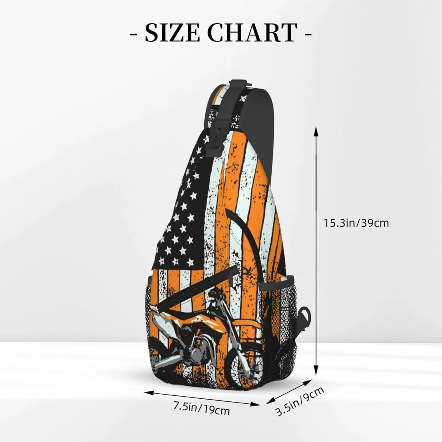 Motocross Dirt bike Motocycle American Flag Sling Bag Crossbody Bag Casual Chest Bags Travel Shoulder Backpack