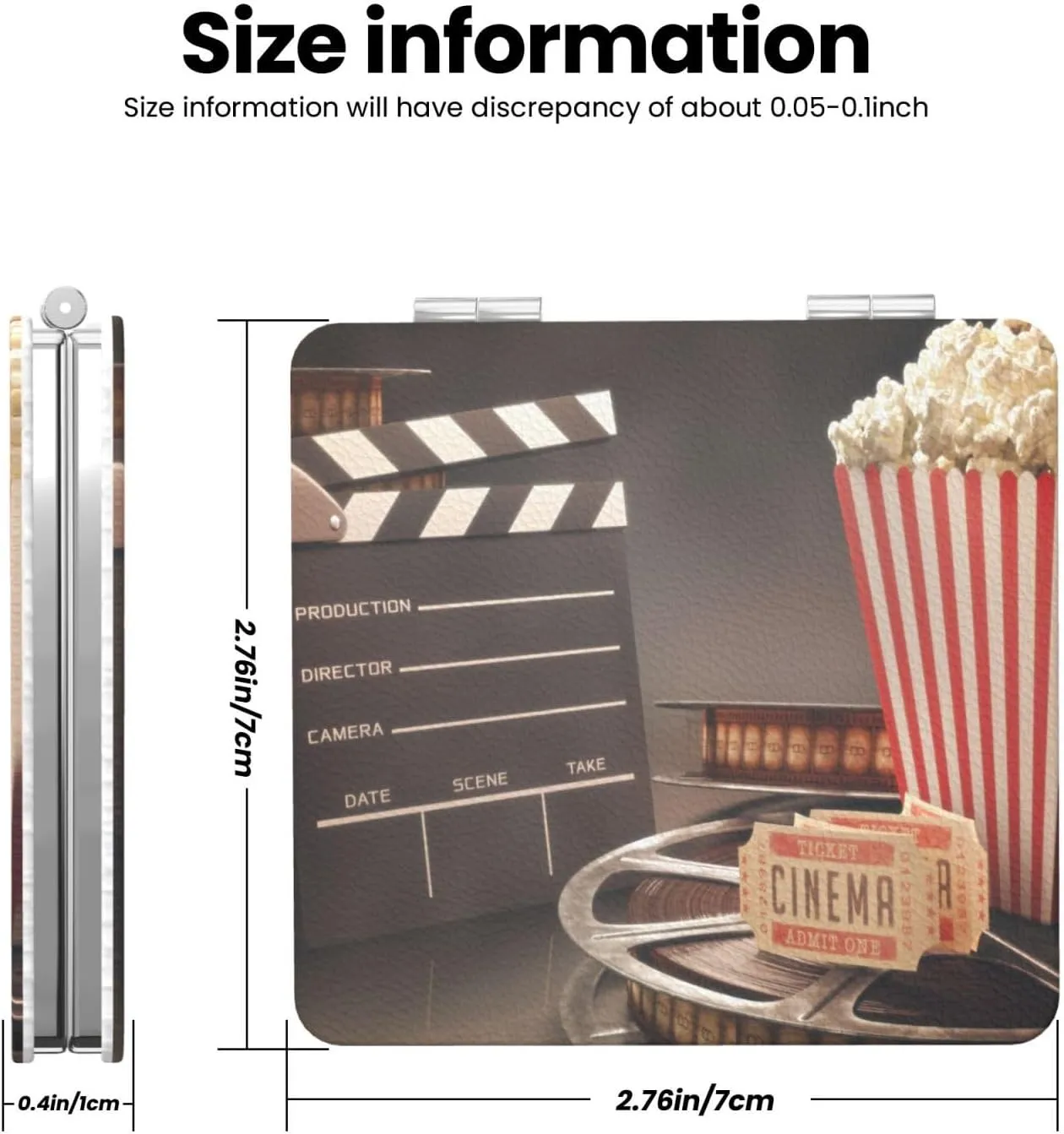 Movie Theater Fashion Cinema Film Women Mini Cosmetic Mirror Folding Portable Pocket Makeup Mirror