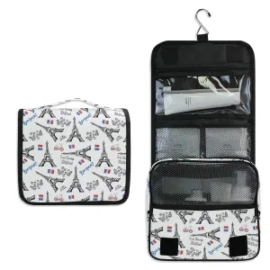 MOYYO Travel Hanging Toiletry Bag Romantic Paris Eiffel Tower Cosmetic Makeup Bag Portable Cosmetic Pouch Waterproof Shower Bag Travel Organizer Case for Women Girls
