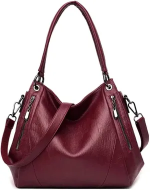 Mudono Top Handle Handbag for Women Large Capacity Tote Bag Leather Shoulder Bag Retro Crossbody Bag Satchel