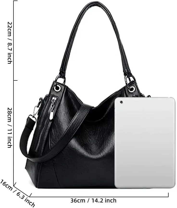 Mudono Top Handle Handbag for Women Large Capacity Tote Bag Leather Shoulder Bag Retro Crossbody Bag Satchel