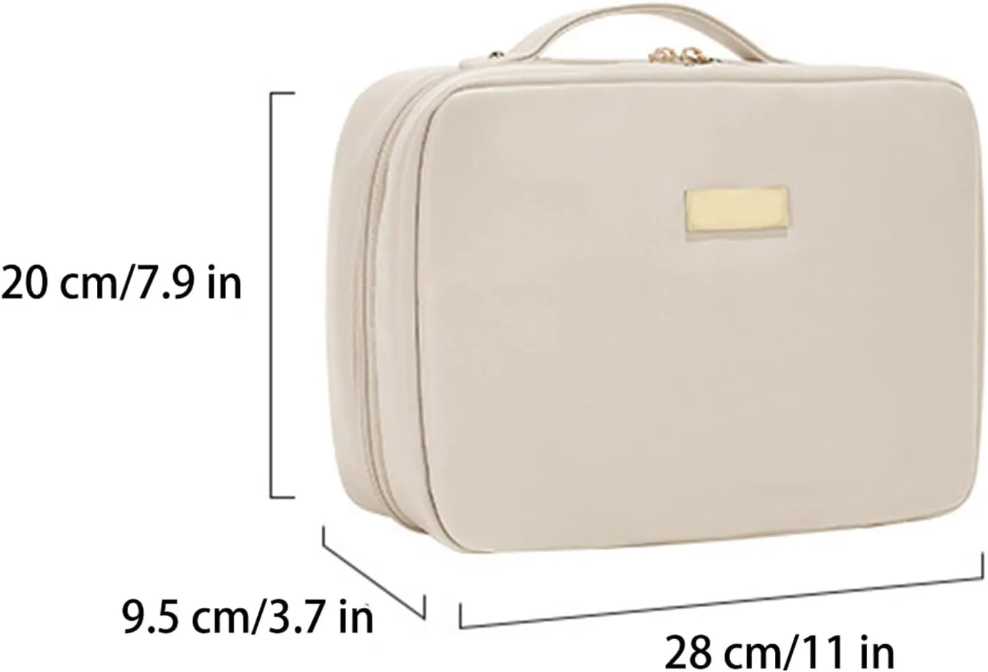 Multi Compartment Toiletry Cosmetic Bag, Large capacity, with handles, multiple compartments, waterproof Pu Leather (fruit pink)