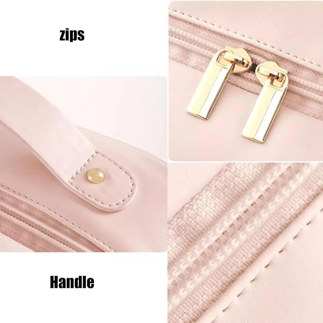 Multi Compartment Toiletry Cosmetic Bag, Super Large Capacity Multi Compartment Toiletry Bag, Multi-Compartment Toiletry Cosmetics Bag With Interlayer, Handle, Waterproof Pu Leather (2Pcs-C)
