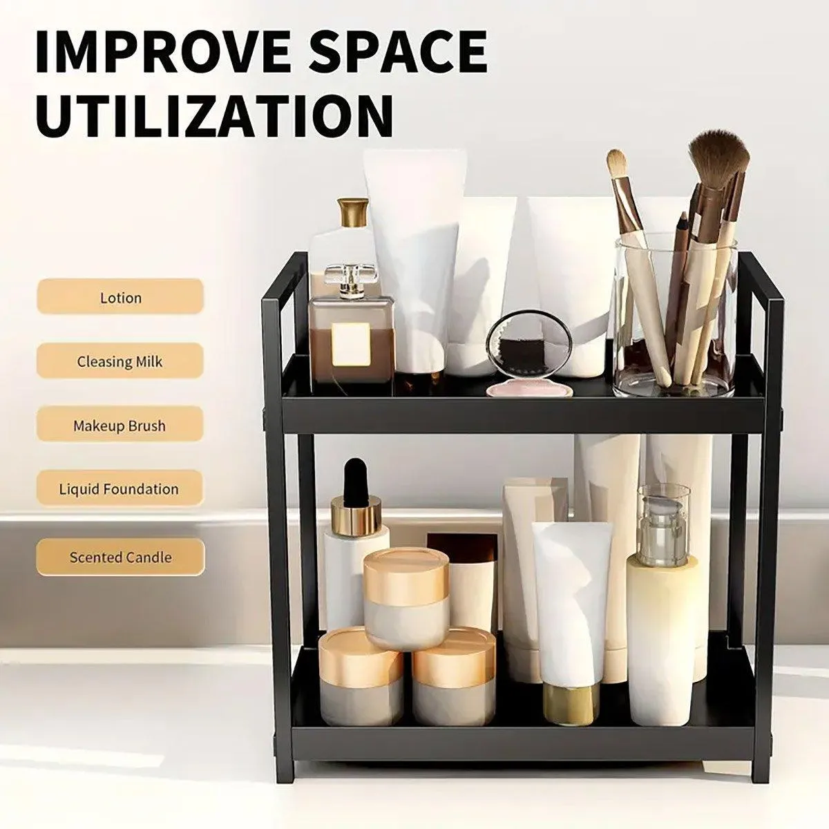 Multi-layer Cosmetic Storage Rack Desktop Organizer for Bathroom Dormitory Use