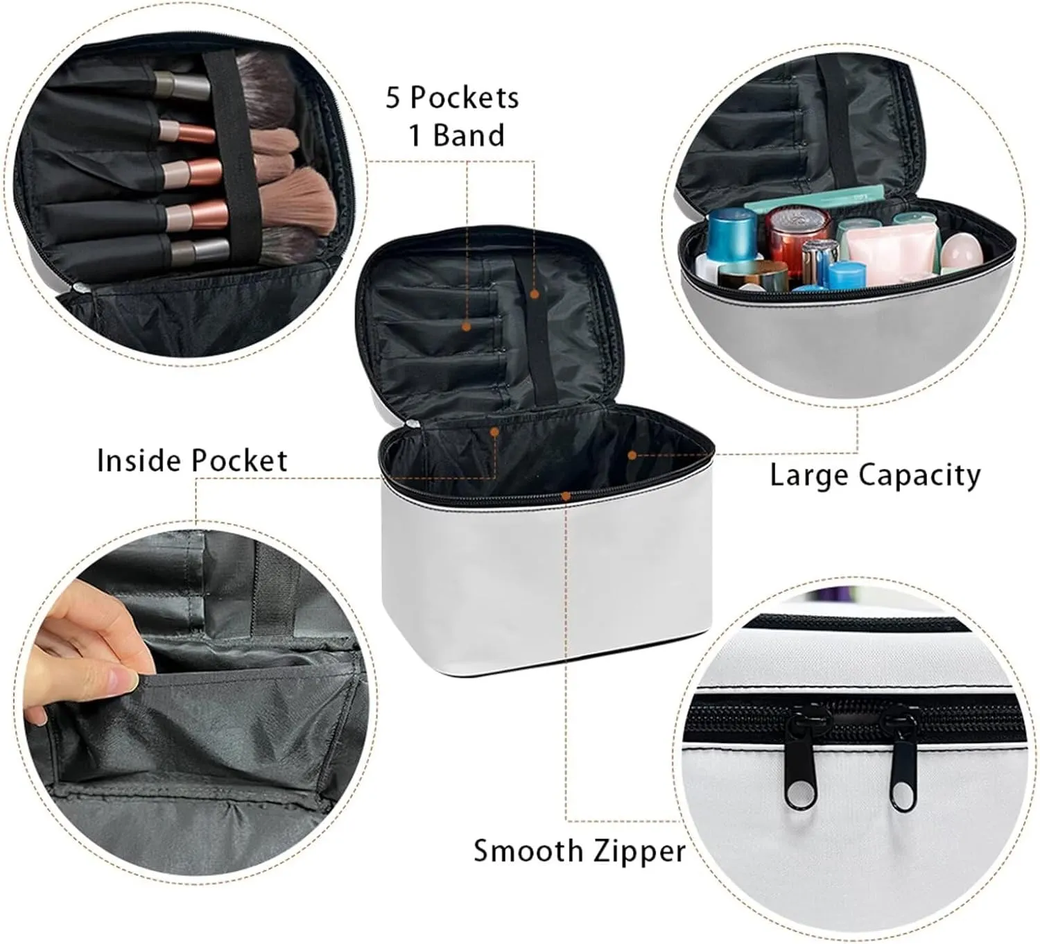 Mushroom Large Capacity Cosmetic Bags for Women Portable Makeup Bag with Zipper Toiletry Bag Travel Makeup Bag with Inner Cosmetic Brush Slots