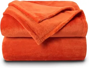 NANPIPER Fleece Blankets Super Soft Flannel Queen Size Blanket for Bed Luxury Cozy Microfiber Plush Fuzzy Blanket,Orange
