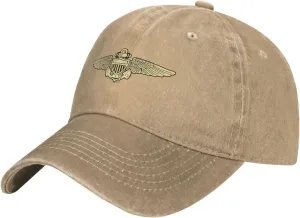 Naval Aviator Pilot Wings Vintage Wash Denim Baseball Cap