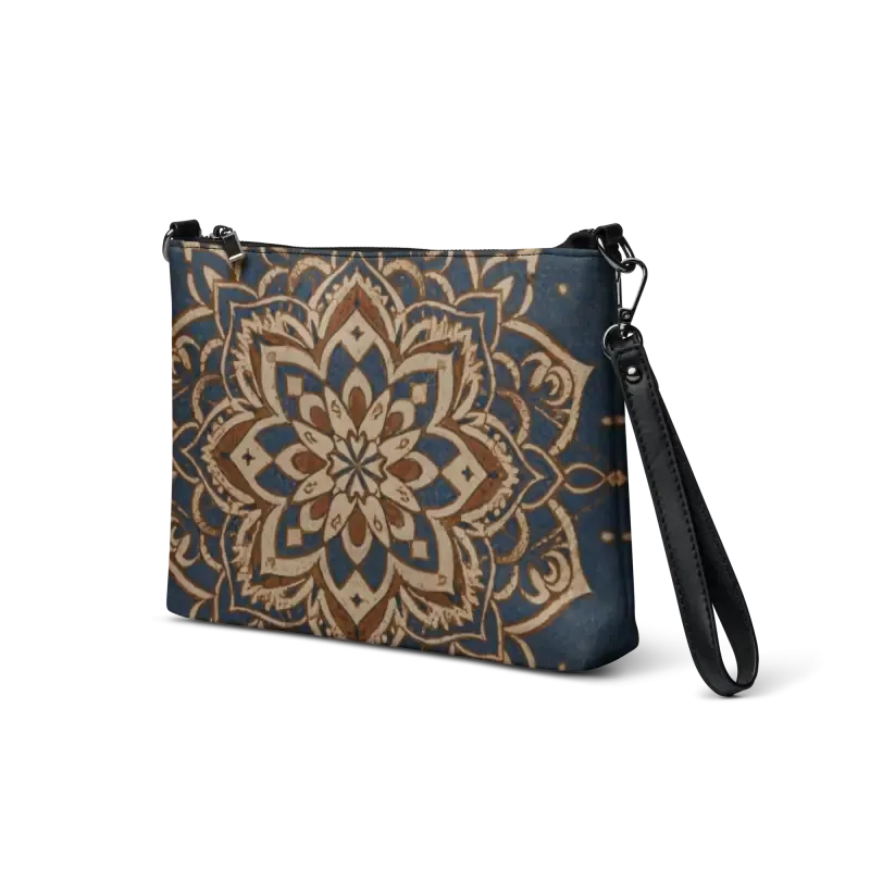 Navy Blue Mandal Pattern Crossbody Bag