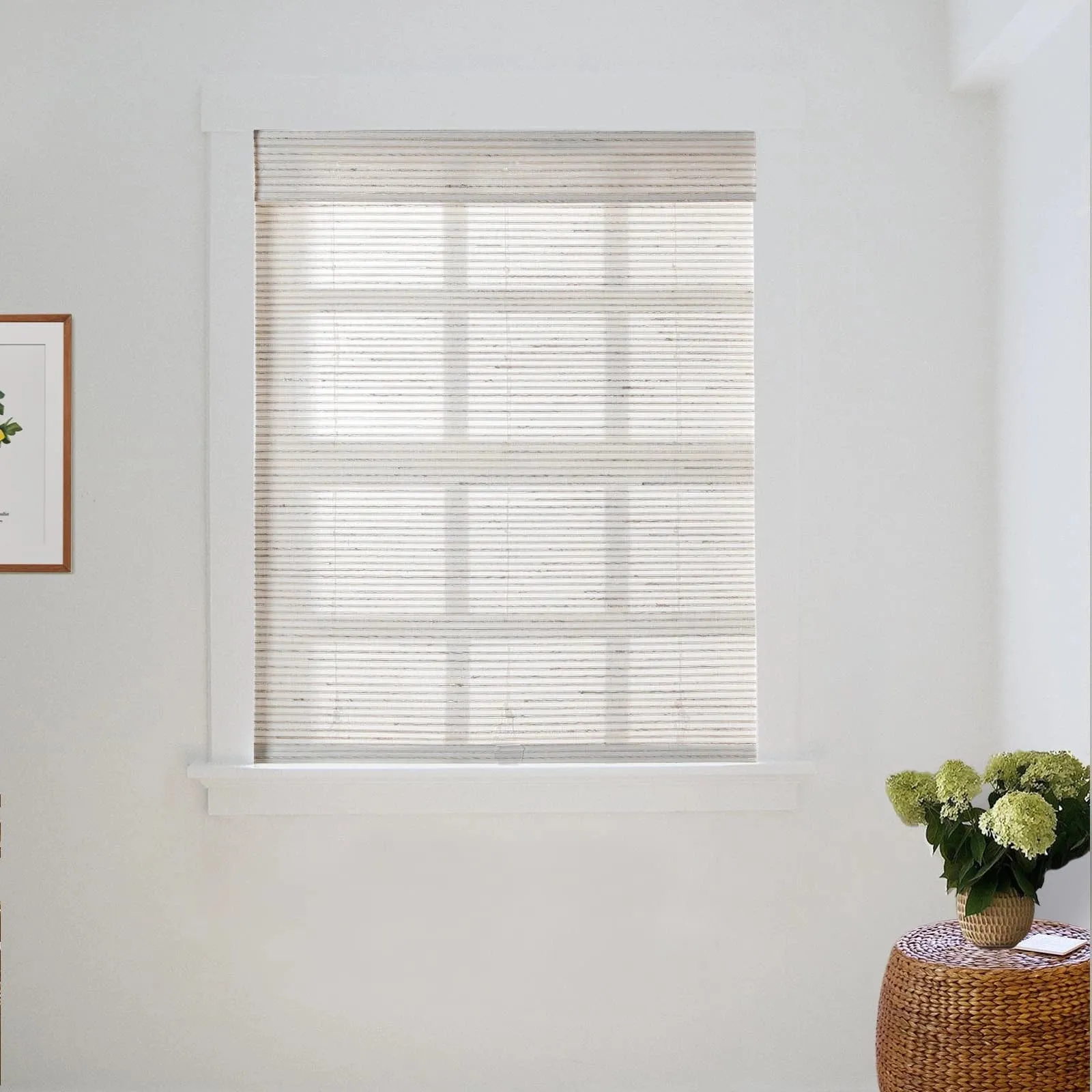Neutral Paper Ramie Bamboo Woven Shade - Cream