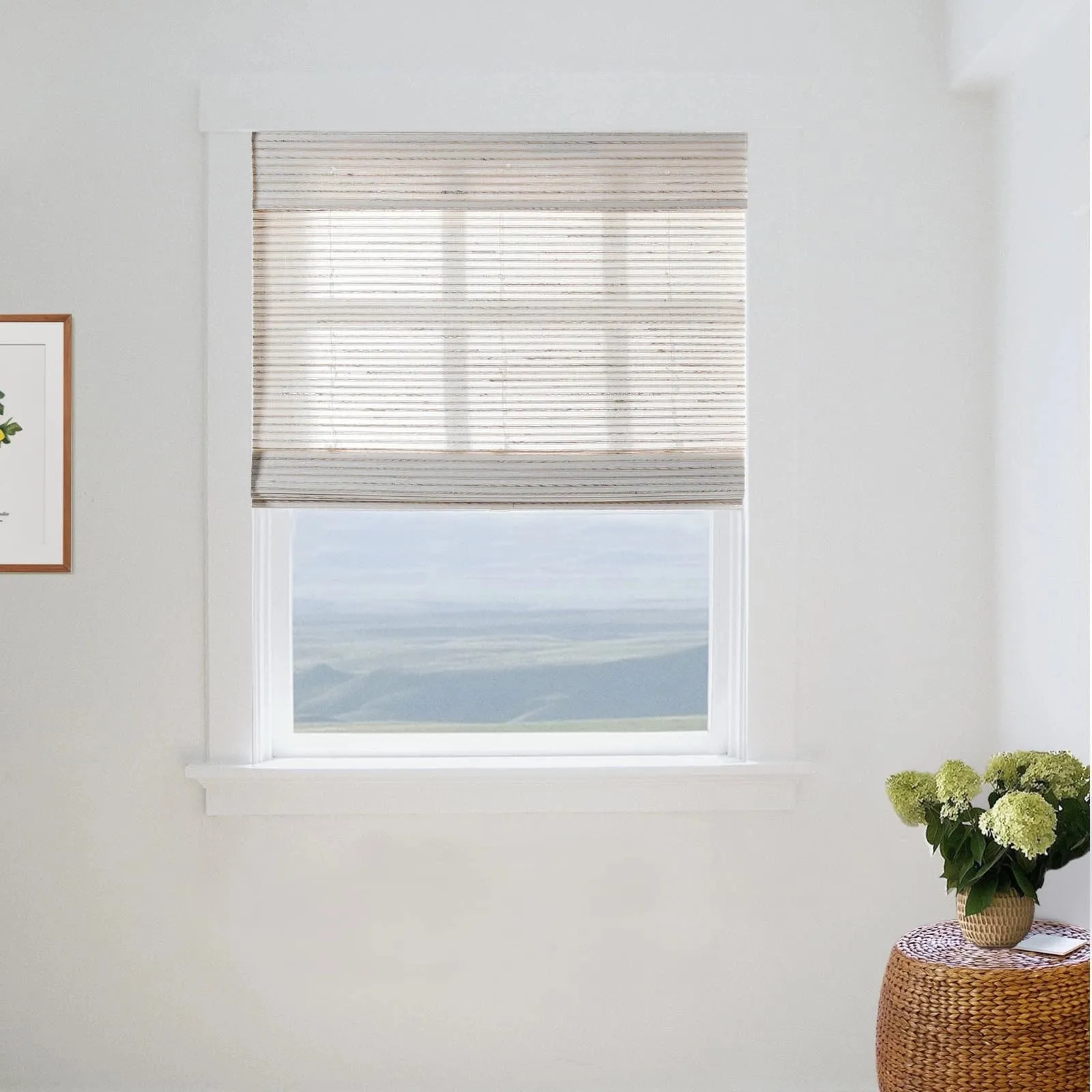 Neutral Paper Ramie Bamboo Woven Shade - Cream