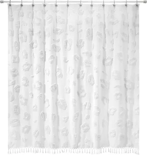 Nicole Miller - Shower Curtain, Woven Curtian with Tassel Trim Animal Printed Bath Decor (Celina Cream, 72")