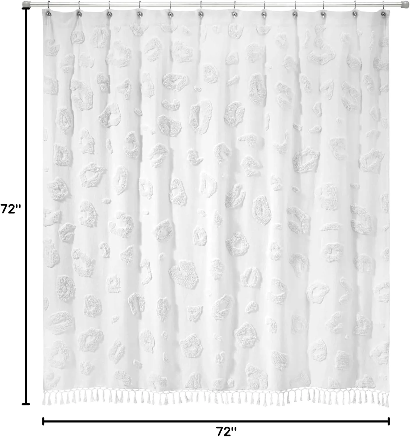 Nicole Miller - Shower Curtain, Woven Curtian with Tassel Trim Animal Printed Bath Decor (Celina Cream, 72")