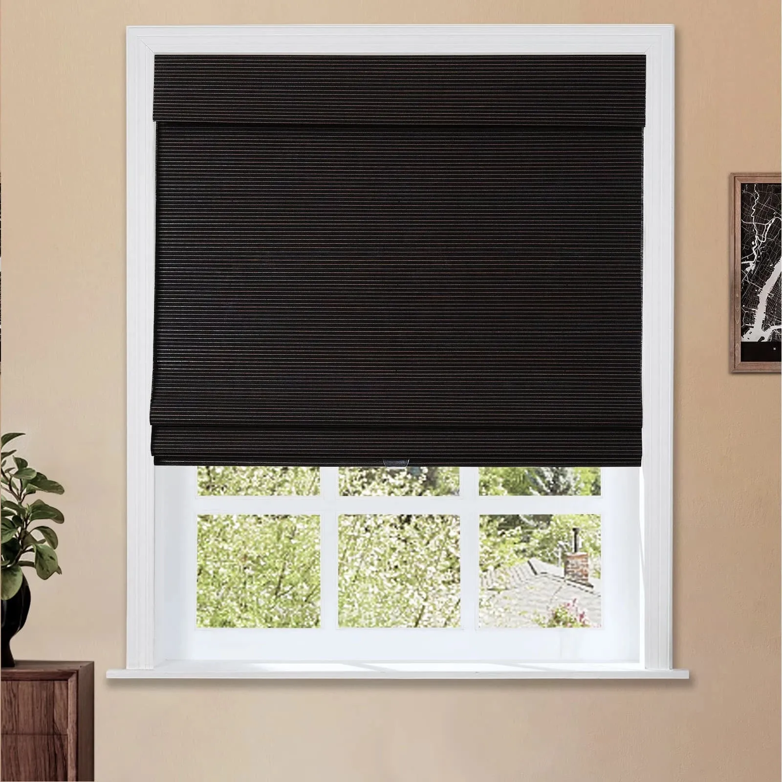 Night Neutral Woven Bamboo Shade-Chocolate